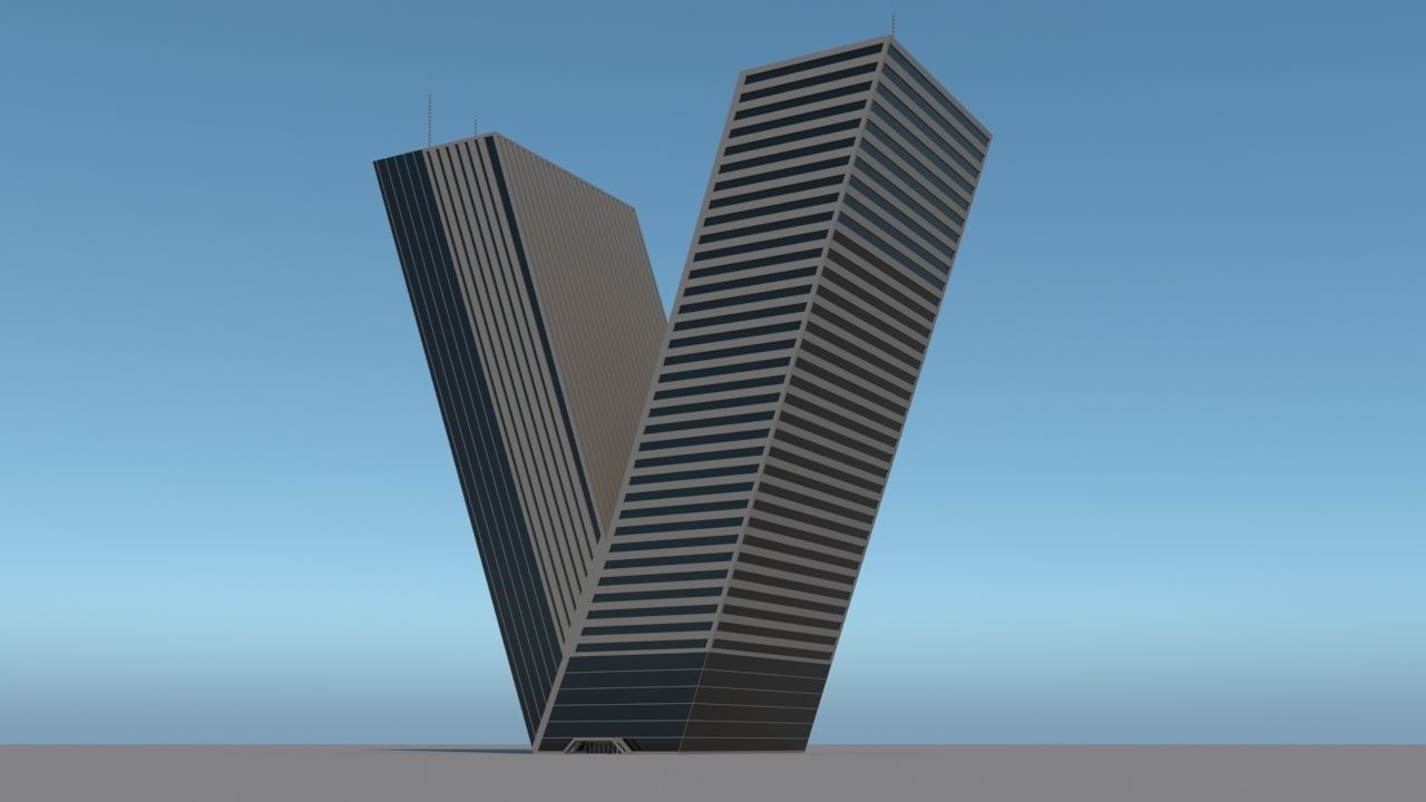 High-rise building skyscraper  letter V 3D model 3D model_4