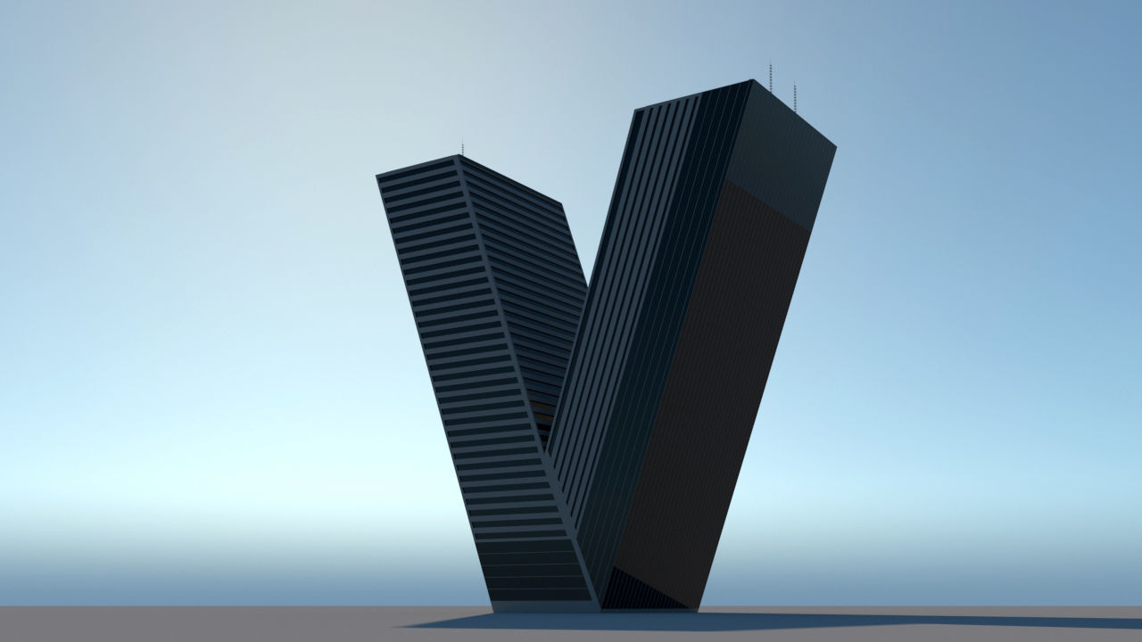 High-rise building skyscraper  letter V 3D model 3D model_5
