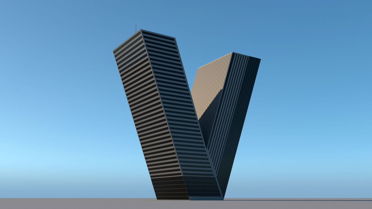 High-rise building skyscraper  letter V 3D model 3D model_6