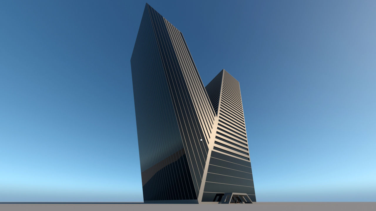 High-rise building skyscraper  letter V 3D model 3D model_2