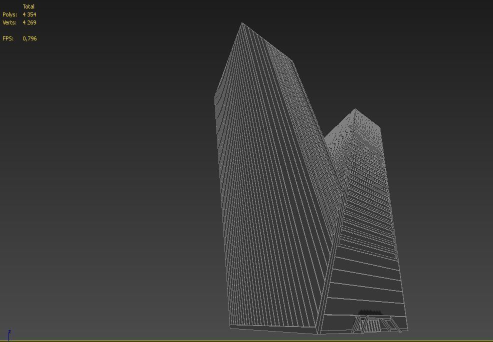 High-rise building skyscraper  letter V 3D model 3D model_11