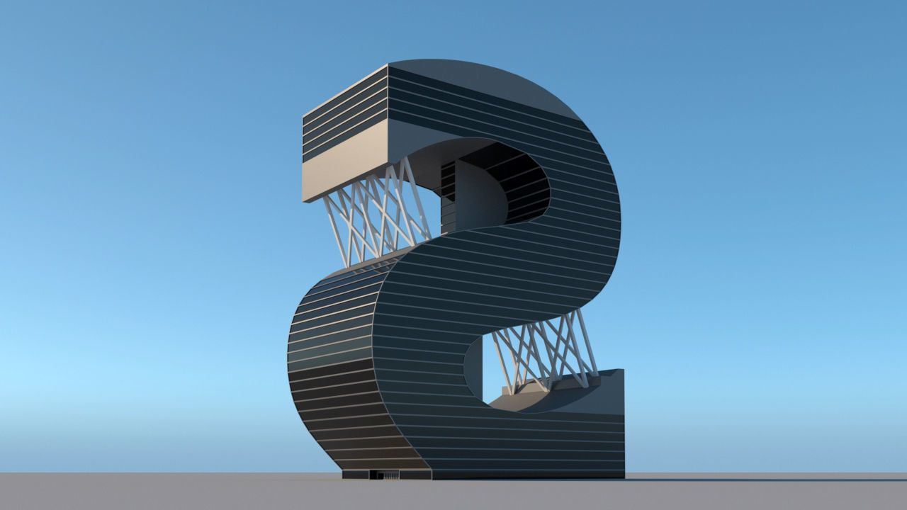High-rise building skyscraper  letter S 3D model 3D model_6
