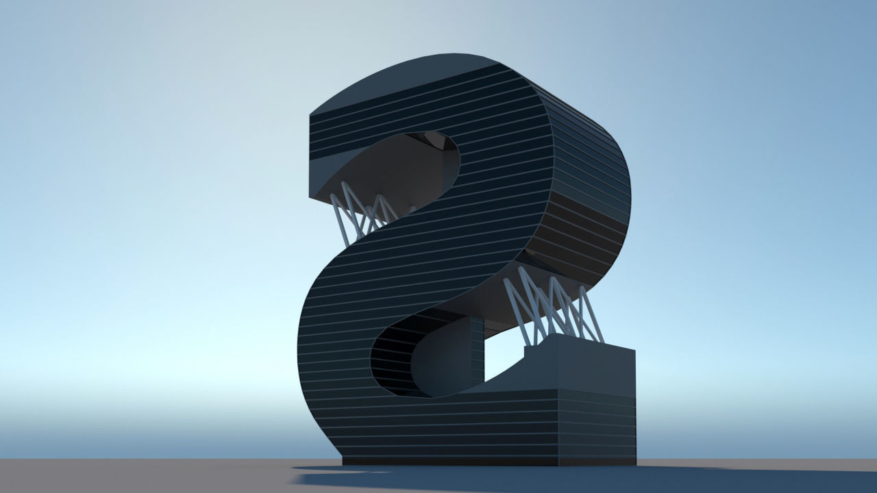 High-rise building skyscraper  letter S 3D model 3D model_5