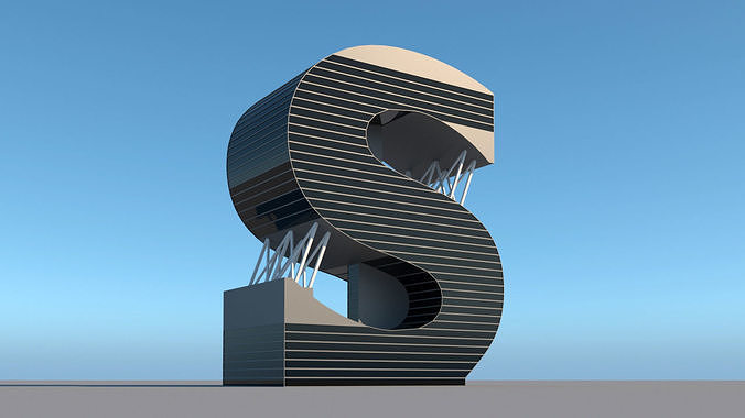 High-rise building skyscraper  letter S 3D model 3D model