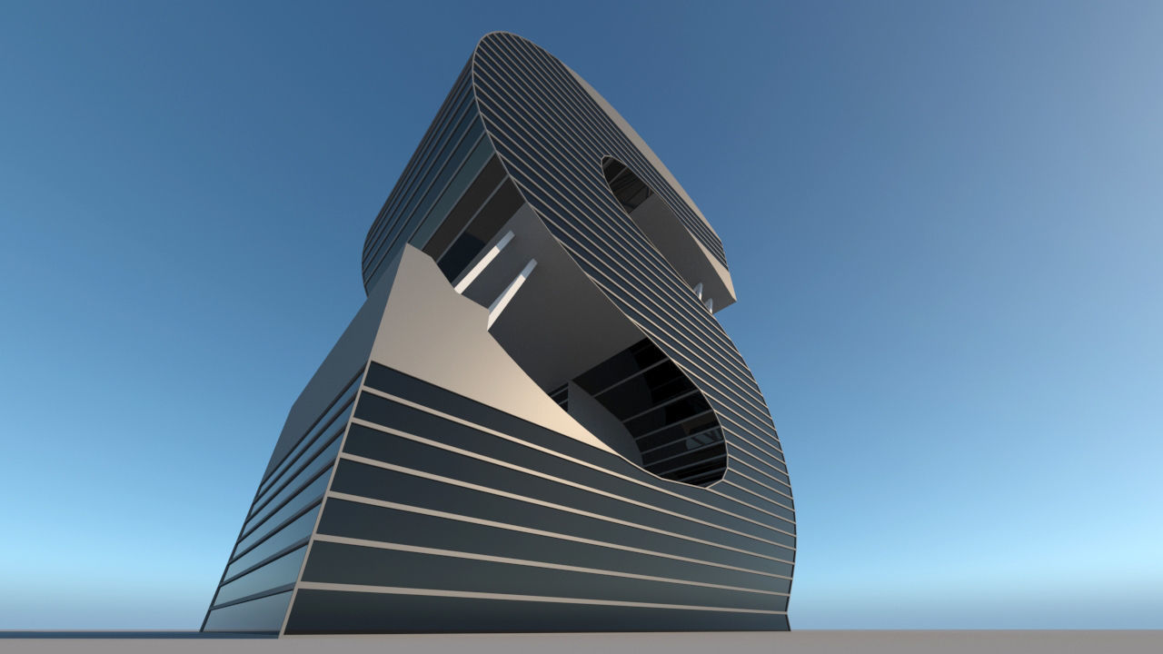 High-rise building skyscraper  letter S 3D model 3D model_2