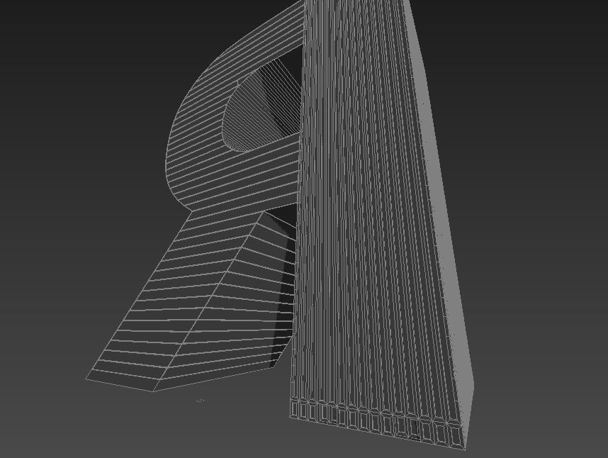 High-rise building skyscraper  letter R 3D model 3D model_7