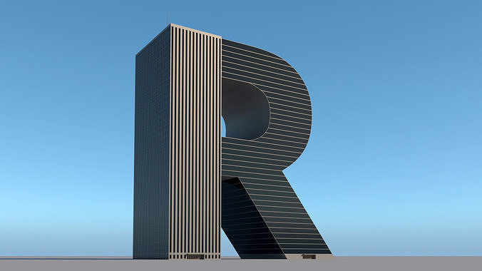 High-rise building skyscraper  letter R 3D model 3D model
