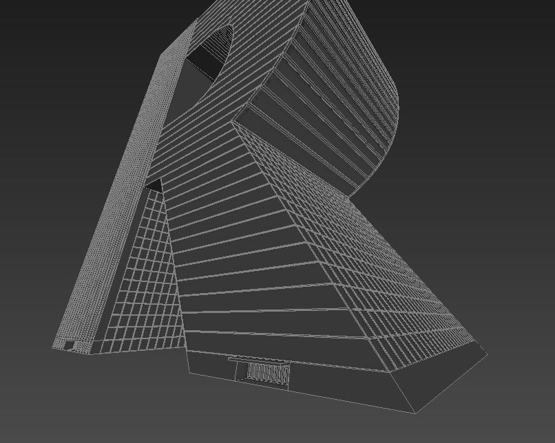 High-rise building skyscraper  letter R 3D model 3D model_9