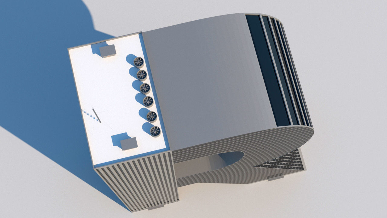 High-rise building skyscraper  letter R 3D model 3D model_3