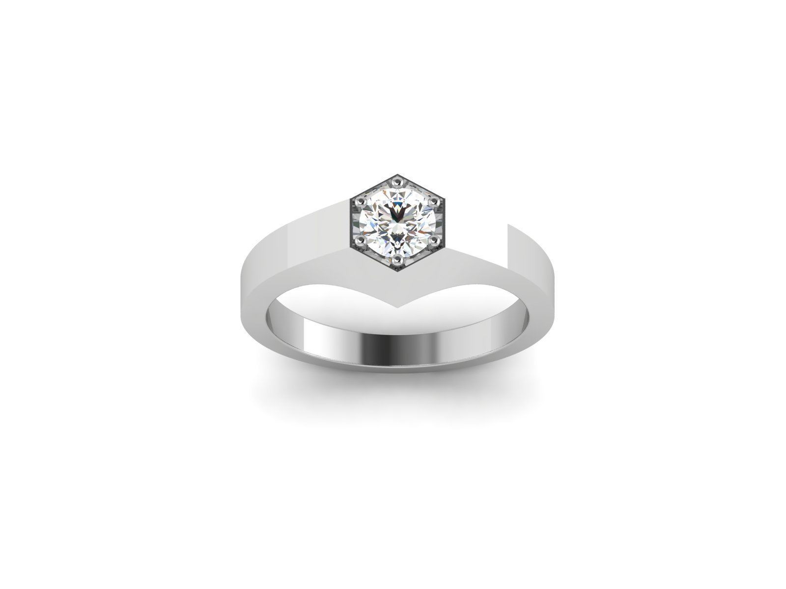 Solitaire ring model 3D print model_6