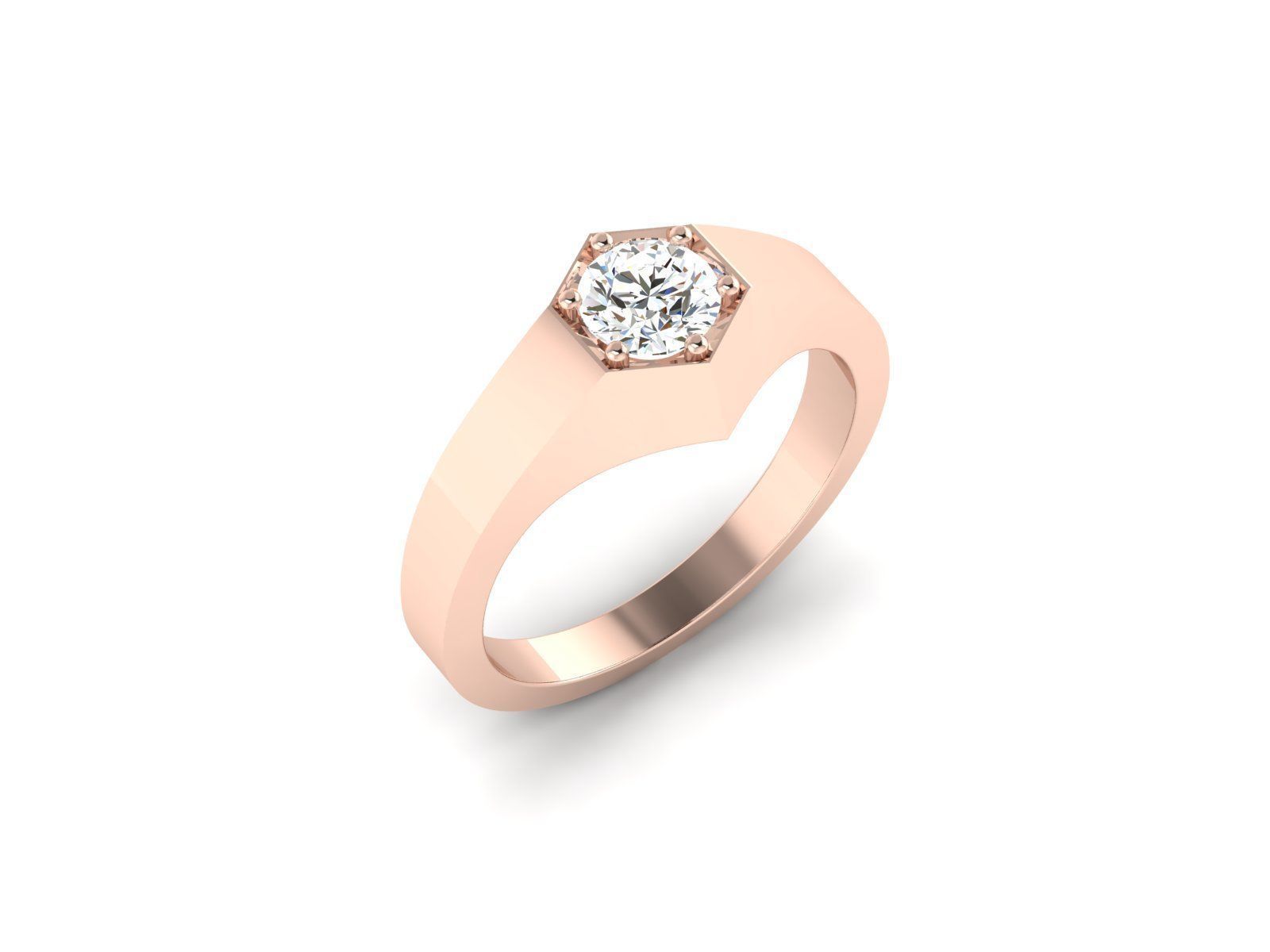 Solitaire ring model 3D print model_3