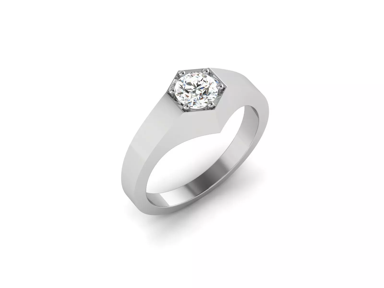 Solitaire ring model 3D print model_0