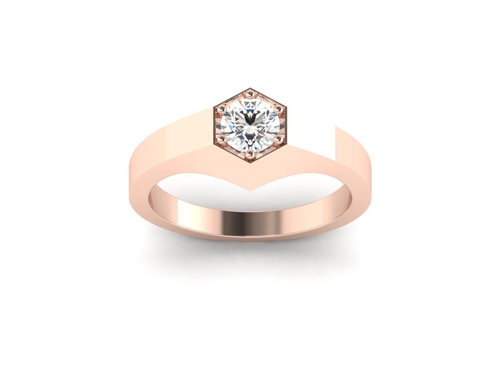 Solitaire ring model 3D print model_2