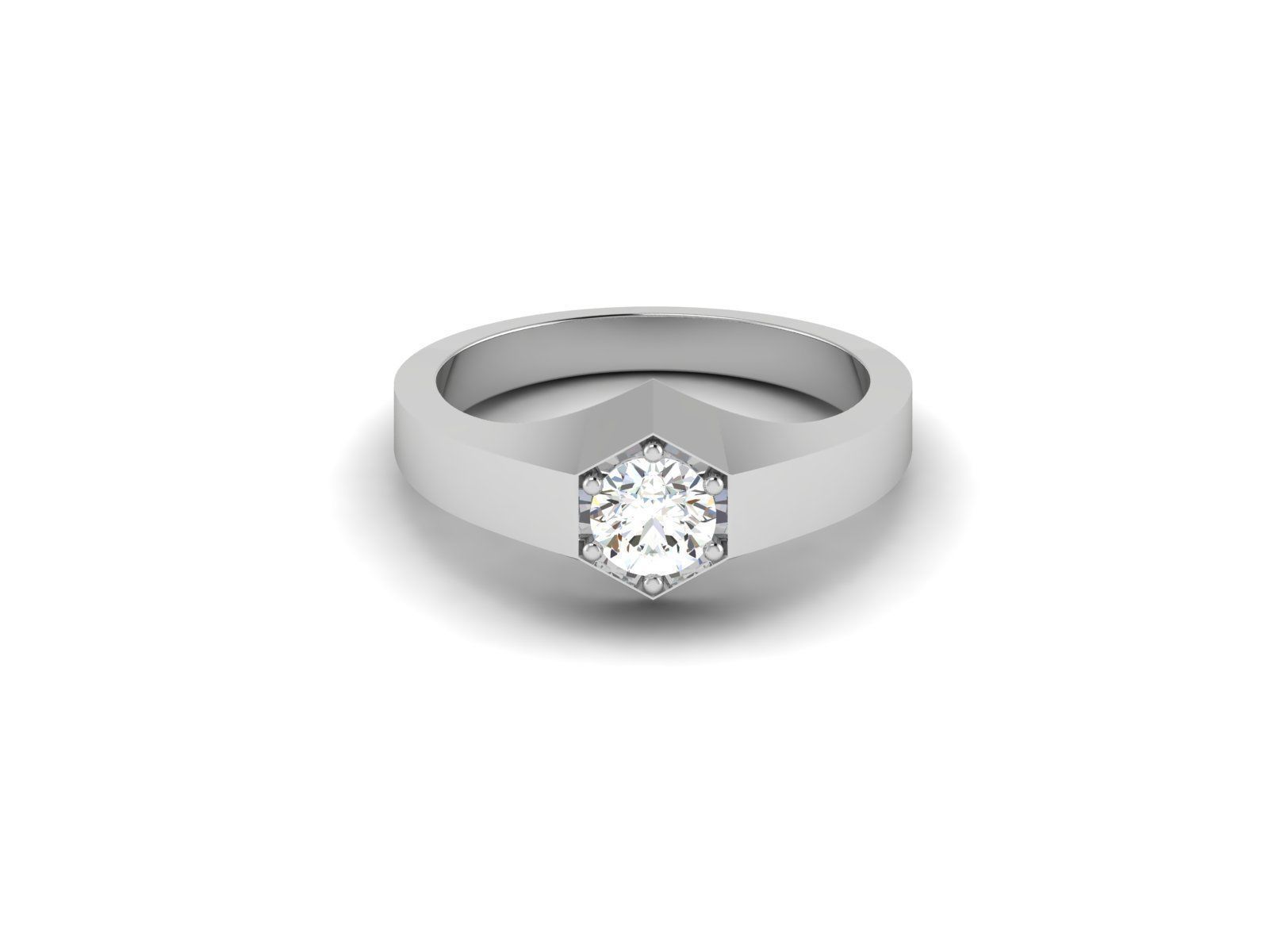 Solitaire ring model 3D print model_4