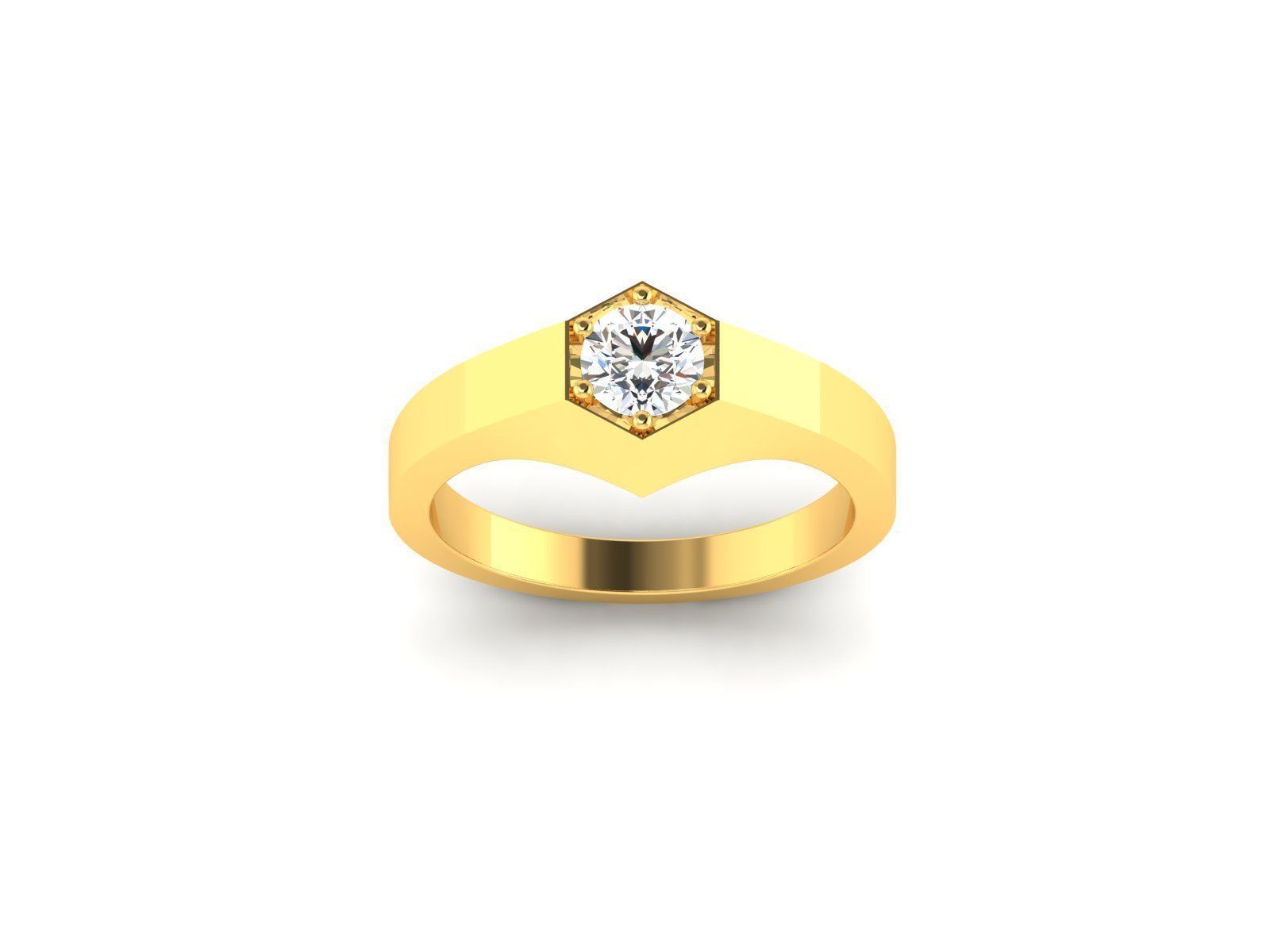 Solitaire ring model 3D print model_8