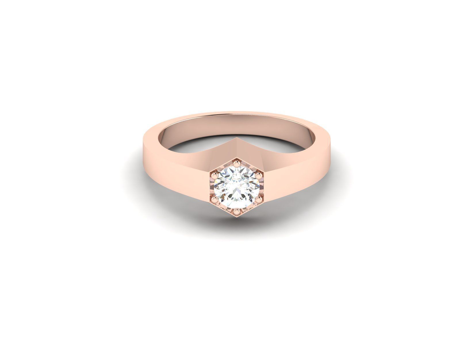 Solitaire ring model 3D print model_1
