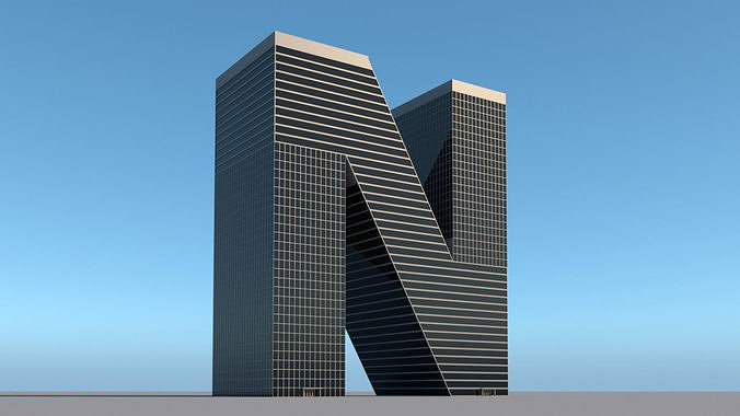 High-rise building skyscraper  letter N 3D model 3D model