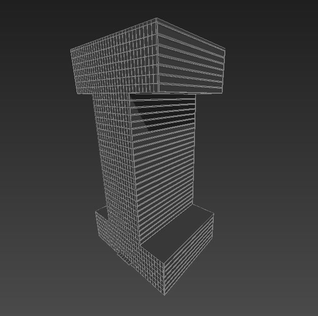 High-rise building skyscraper  letter I 3D model 3D model_8