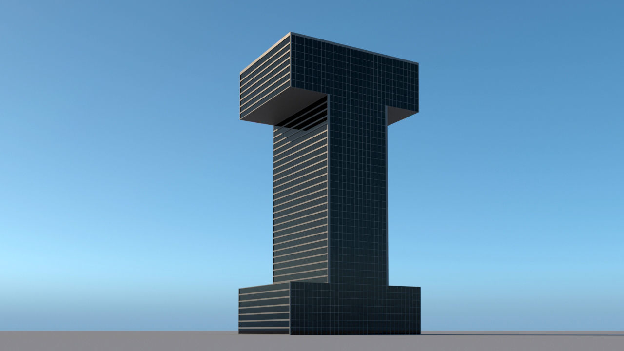High-rise building skyscraper  letter I 3D model 3D model_6