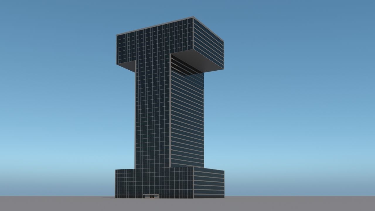 High-rise building skyscraper  letter I 3D model 3D model_4