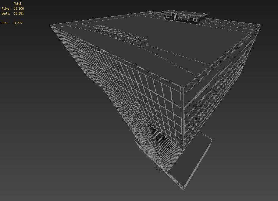 High-rise building skyscraper  letter I 3D model 3D model_10