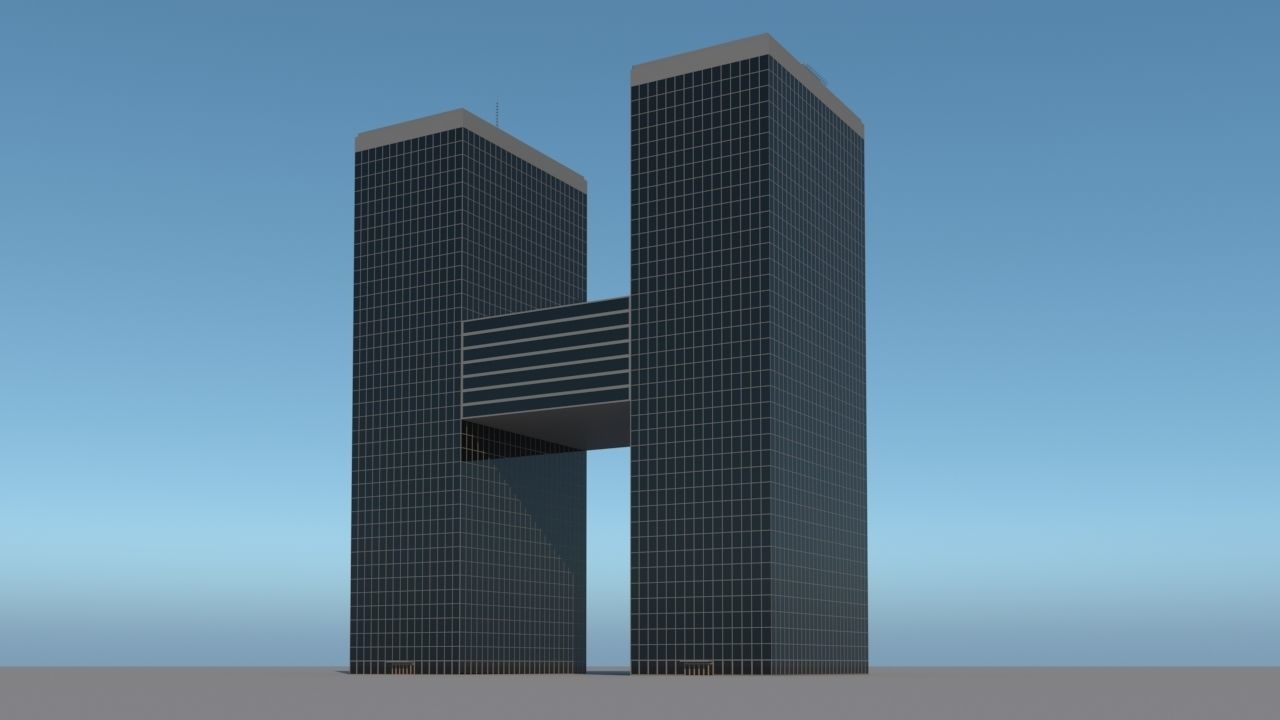 High-rise building skyscraper  letter H 3D model 3D model_4