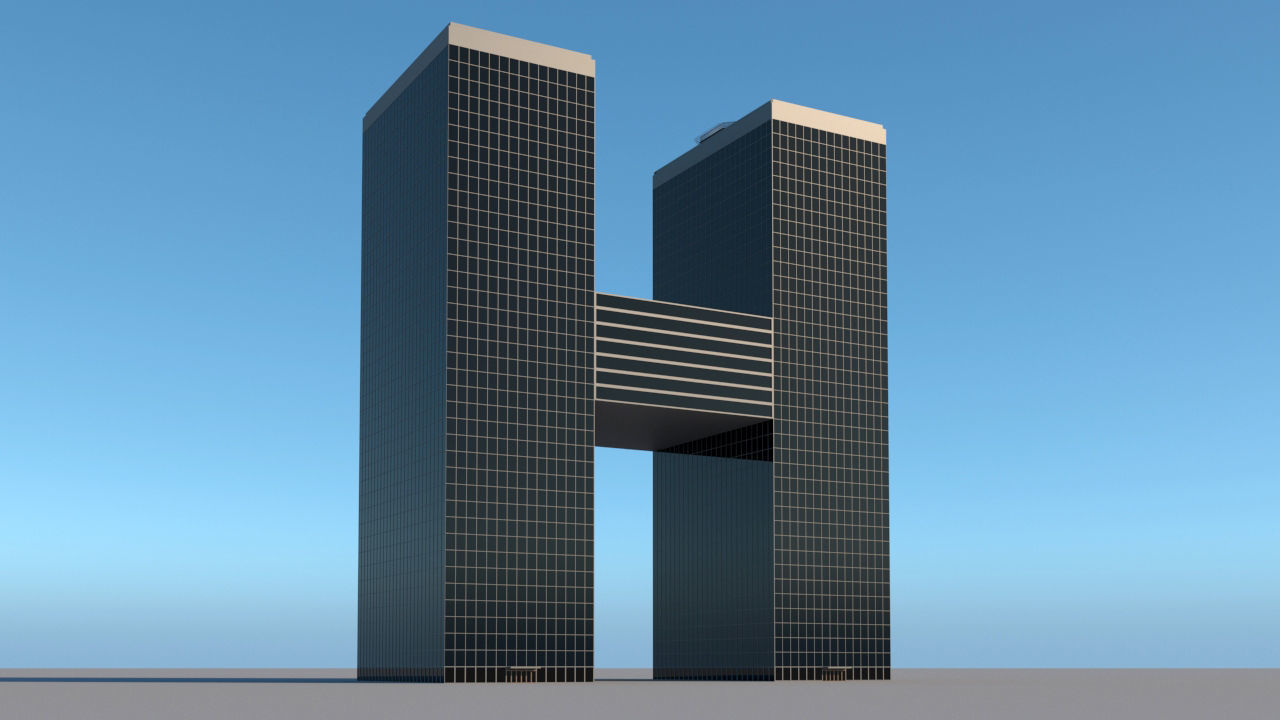 High-rise building skyscraper  letter H 3D model 3D model_0