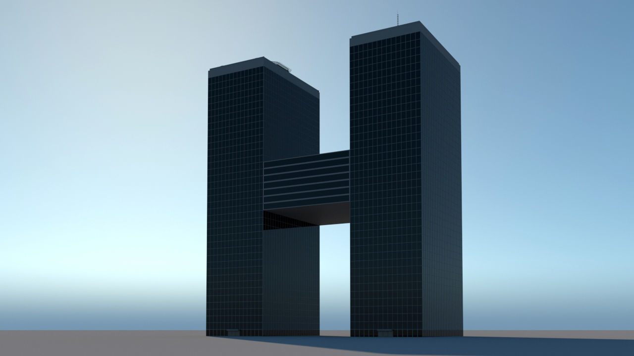High-rise building skyscraper  letter H 3D model 3D model_5