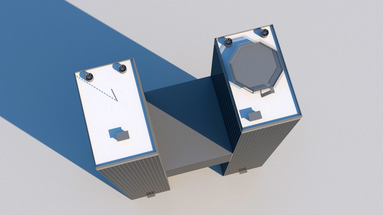 High-rise building skyscraper  letter H 3D model 3D model_3