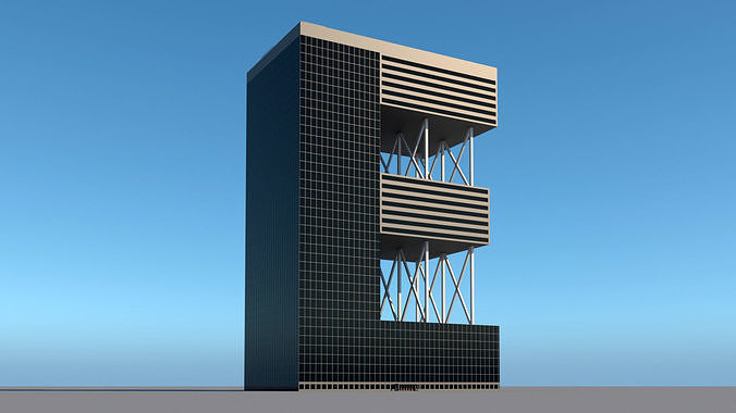 High-rise building skyscraper  letter E 3D model 3D model