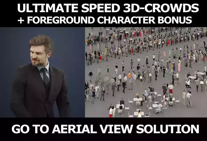 3d crowds and Ingrain foreground sitting business man 3D Model Collection