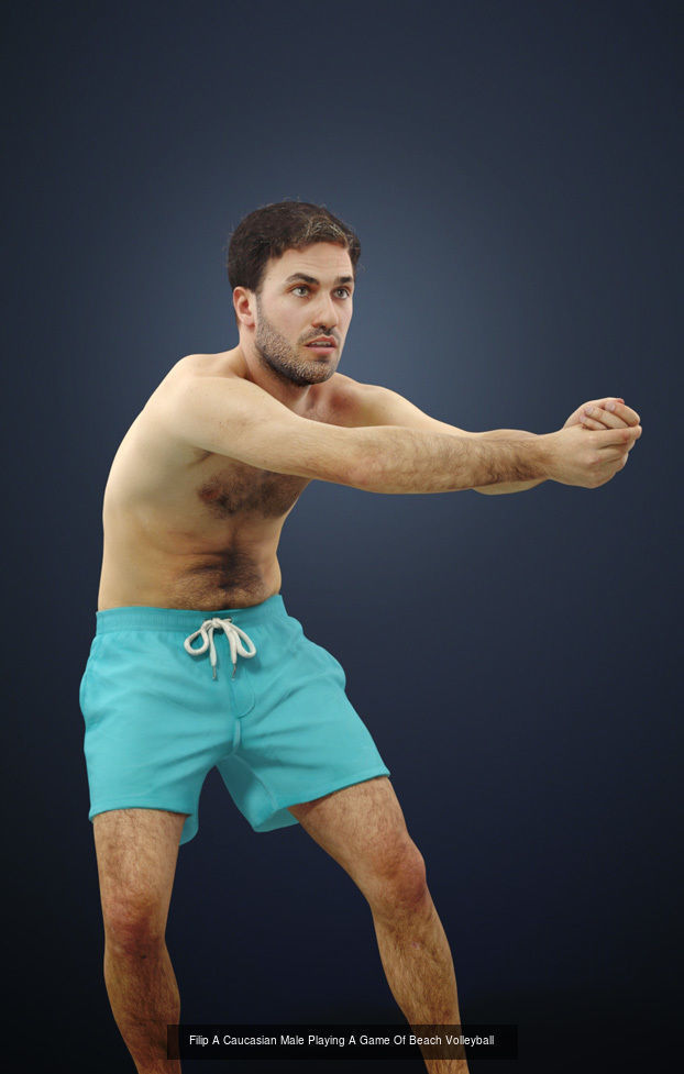 3d crowds and Flow foreground beach volleyball man 3D Model Collection_2