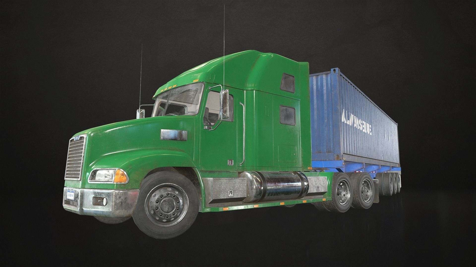 Semi Truck Container Trailer Low-poly 3D model_2