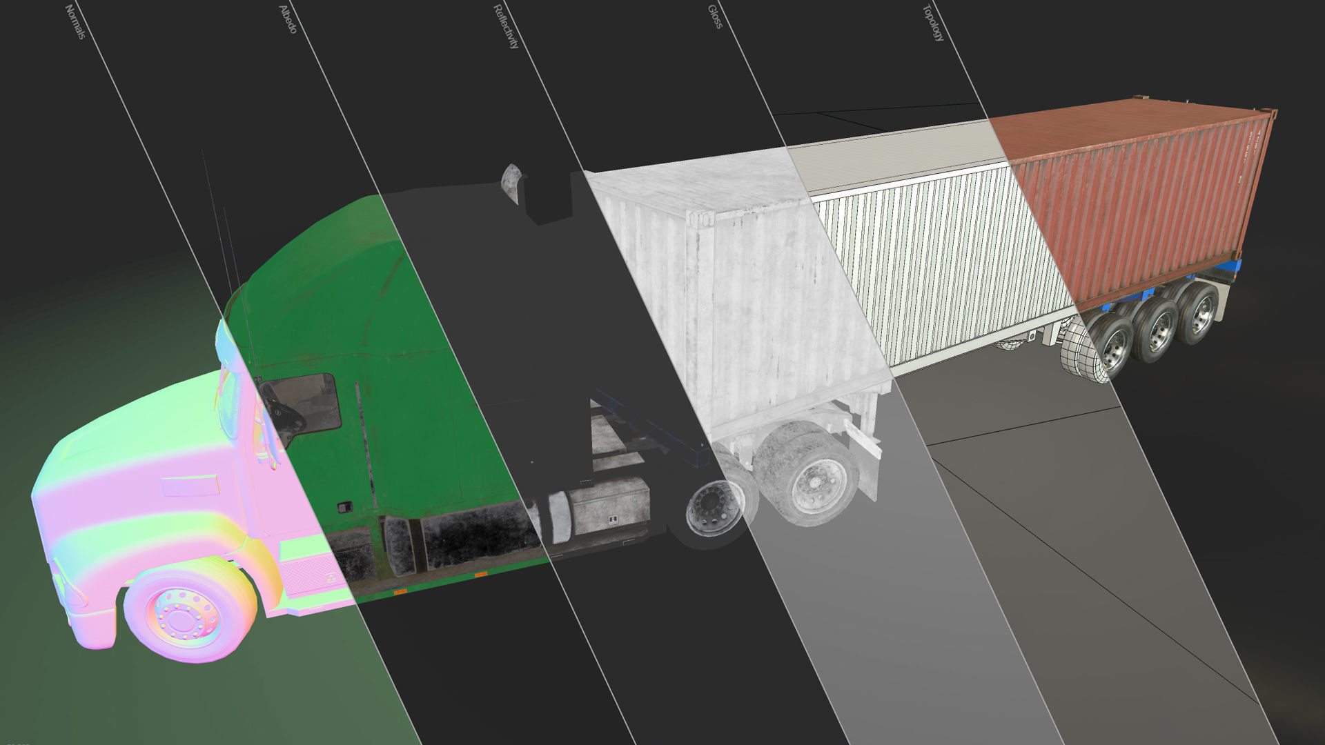 Semi Truck Container Trailer Low-poly 3D model_30