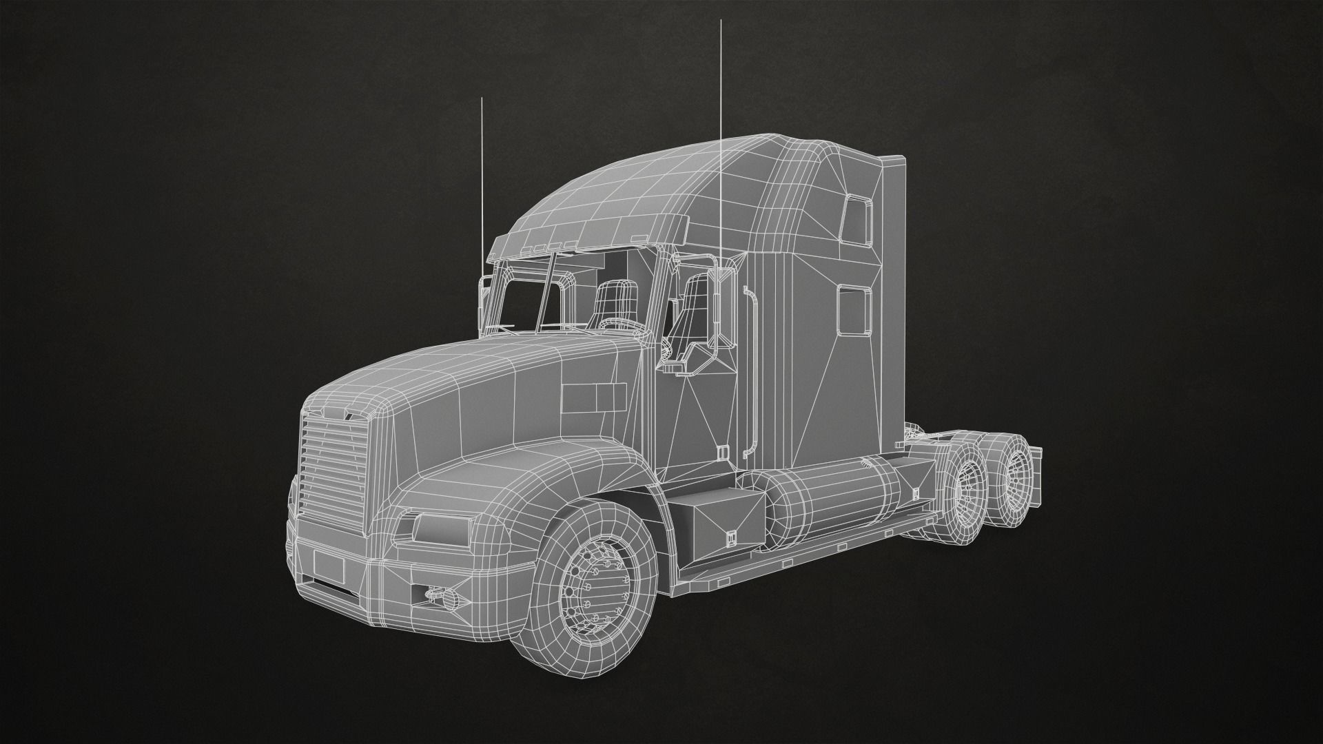 Semi Truck Container Trailer Low-poly 3D model_22