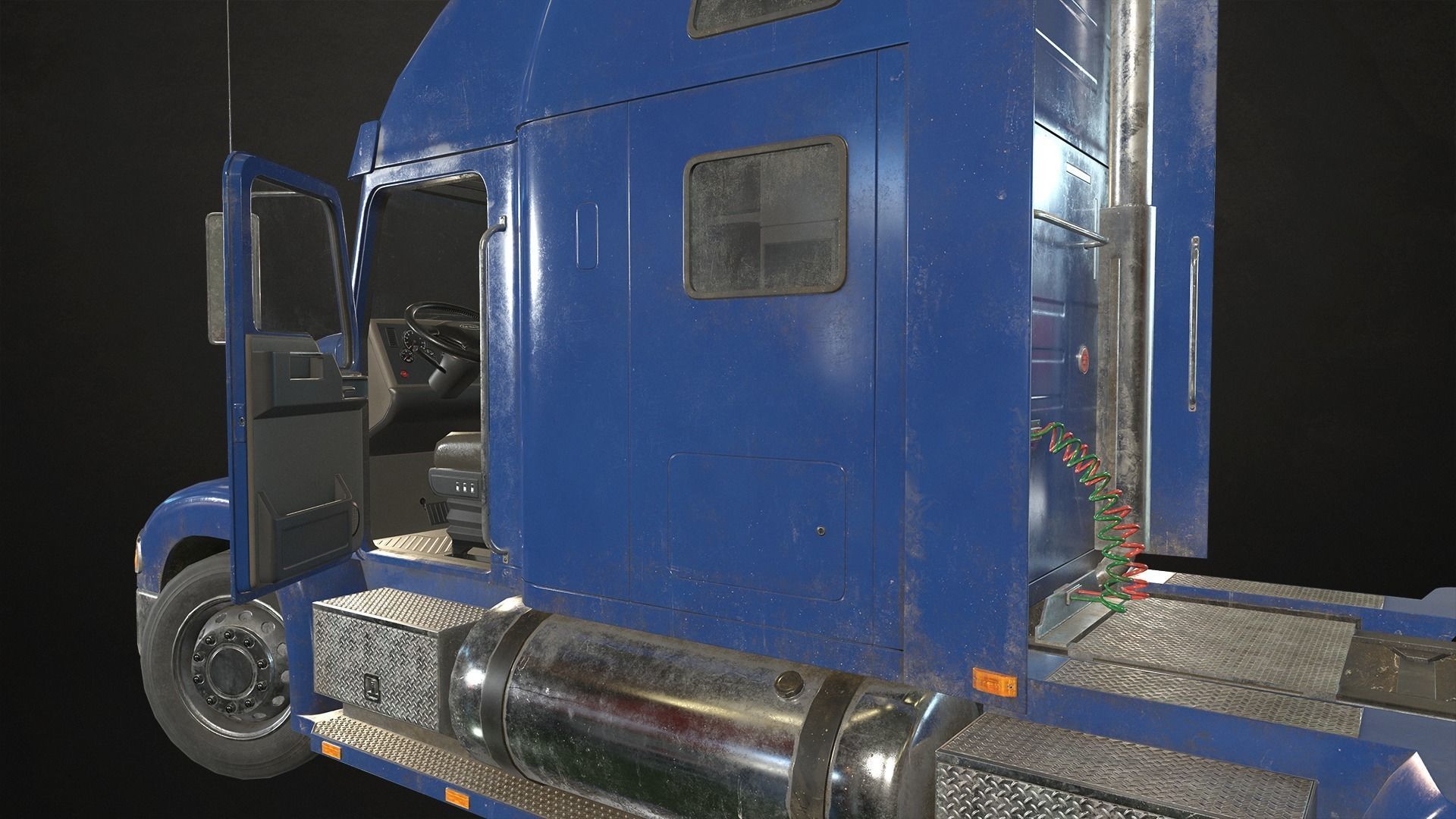 Semi Truck Container Trailer Low-poly 3D model_11