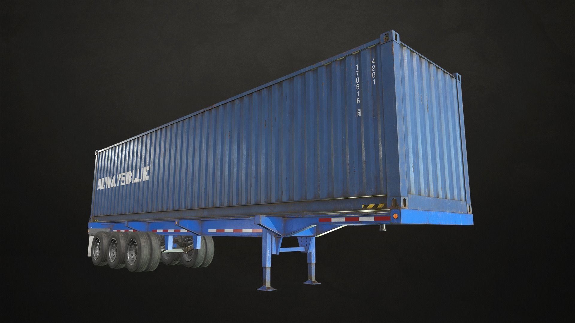 Semi Truck Container Trailer Low-poly 3D model_16