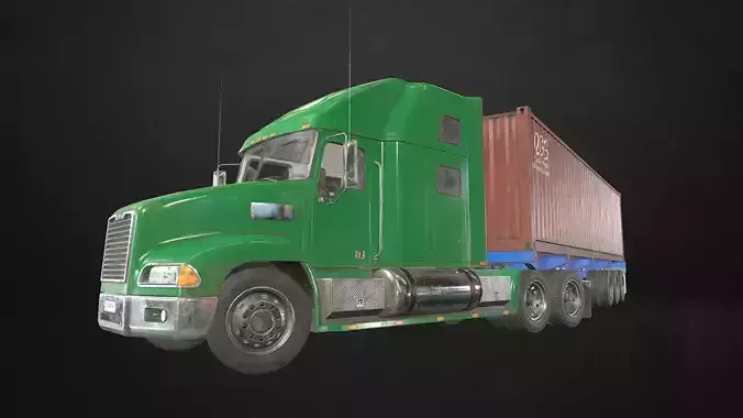 Semi Truck Container Trailer Low-poly 3D model