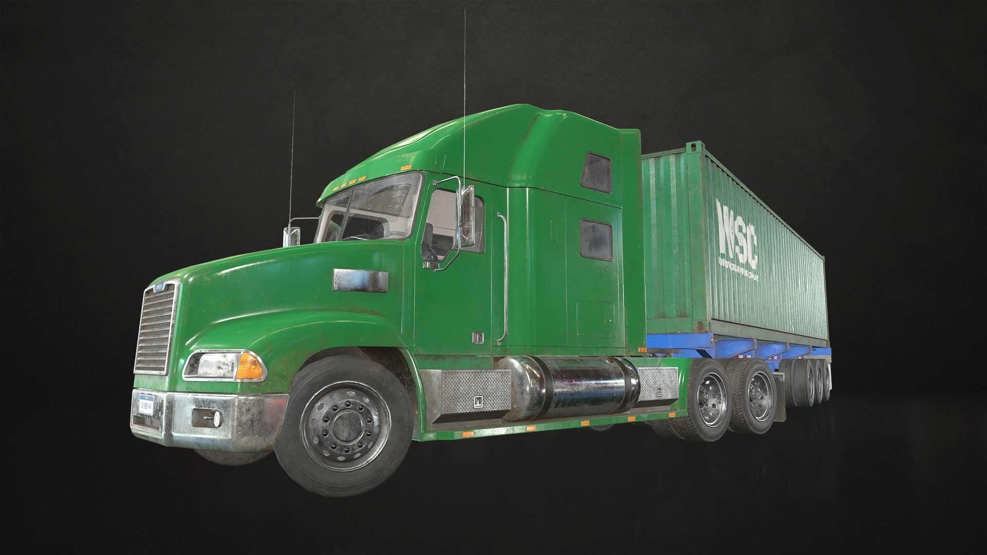Semi Truck Container Trailer Low-poly 3D model_3