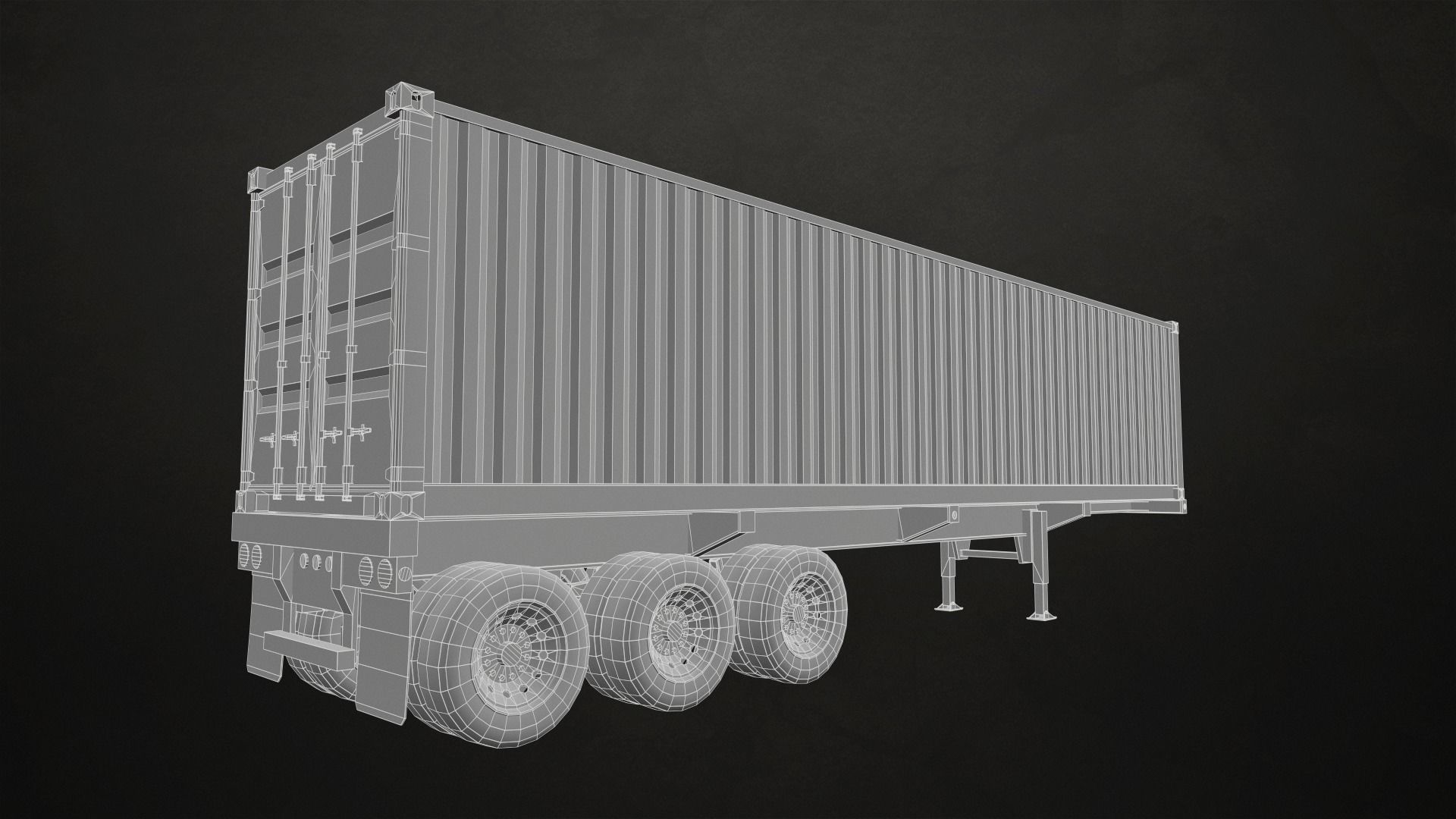 Semi Truck Container Trailer Low-poly 3D model_27