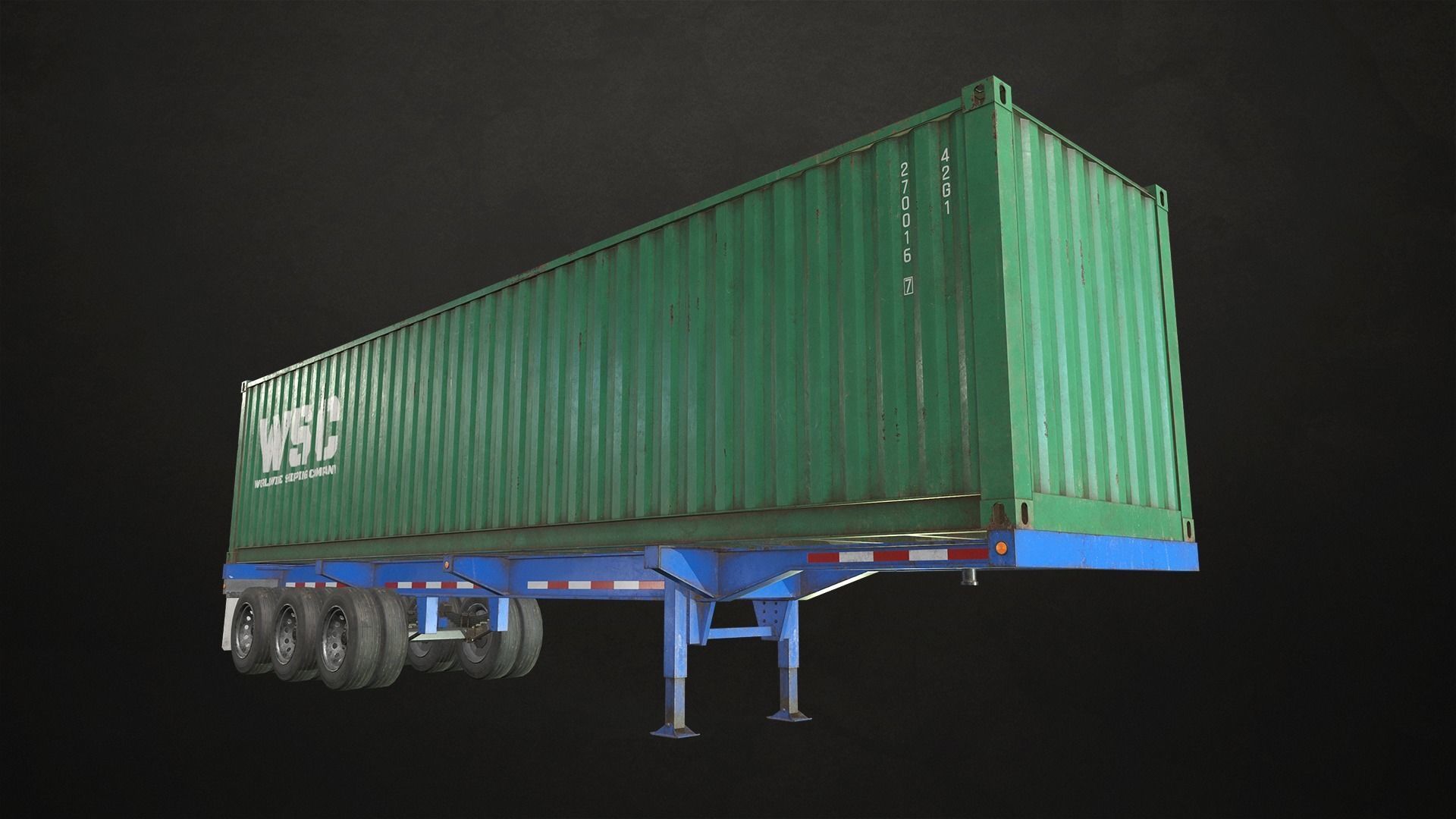 Semi Truck Container Trailer Low-poly 3D model_15