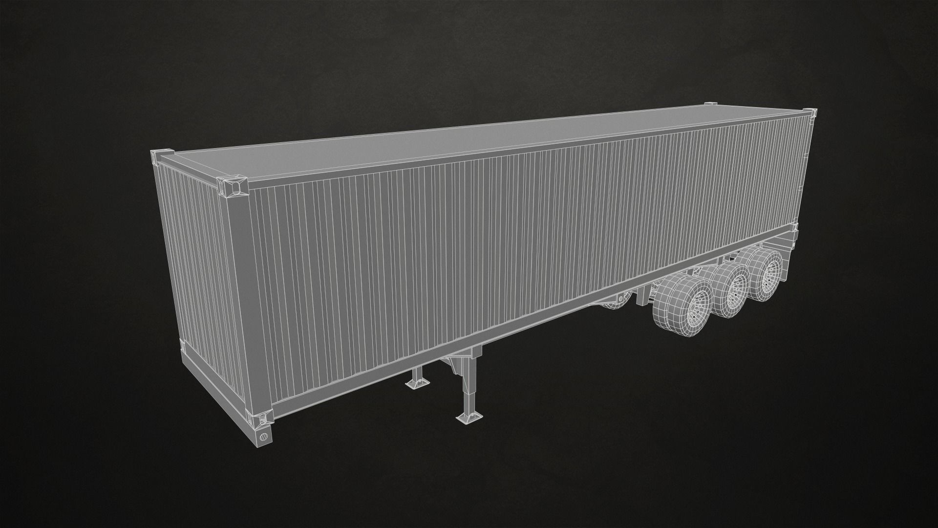 Semi Truck Container Trailer Low-poly 3D model_28