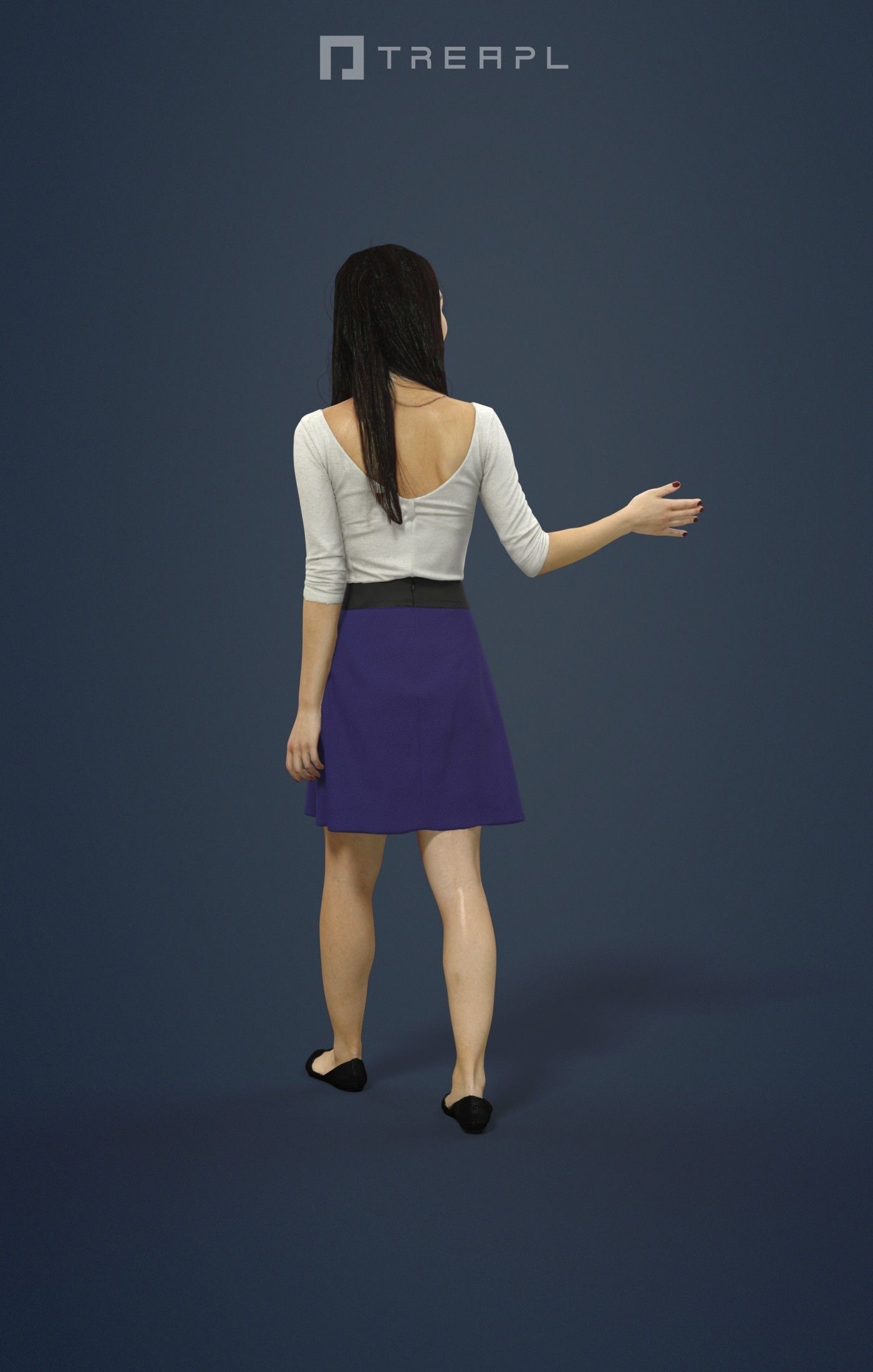 3d crowds and Passion foreground walking casual asian woman 3D Model Collection_21