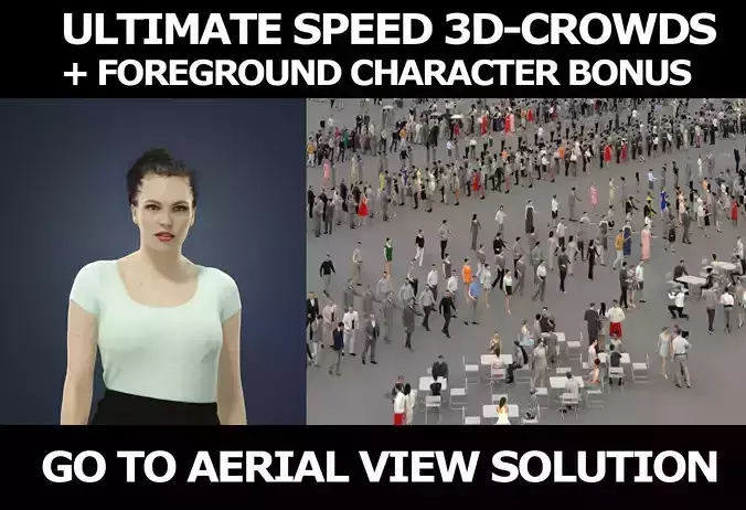 3d crowds and Dream foreground walking casual woman 3D Model Collection