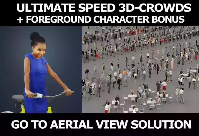 3d crowds May elegant bike cycling african american woman 3D Model Collection