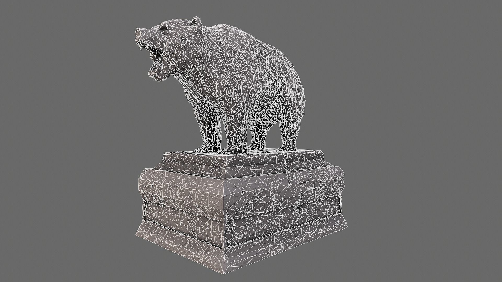 Bear Statue Low-poly 3D model_10