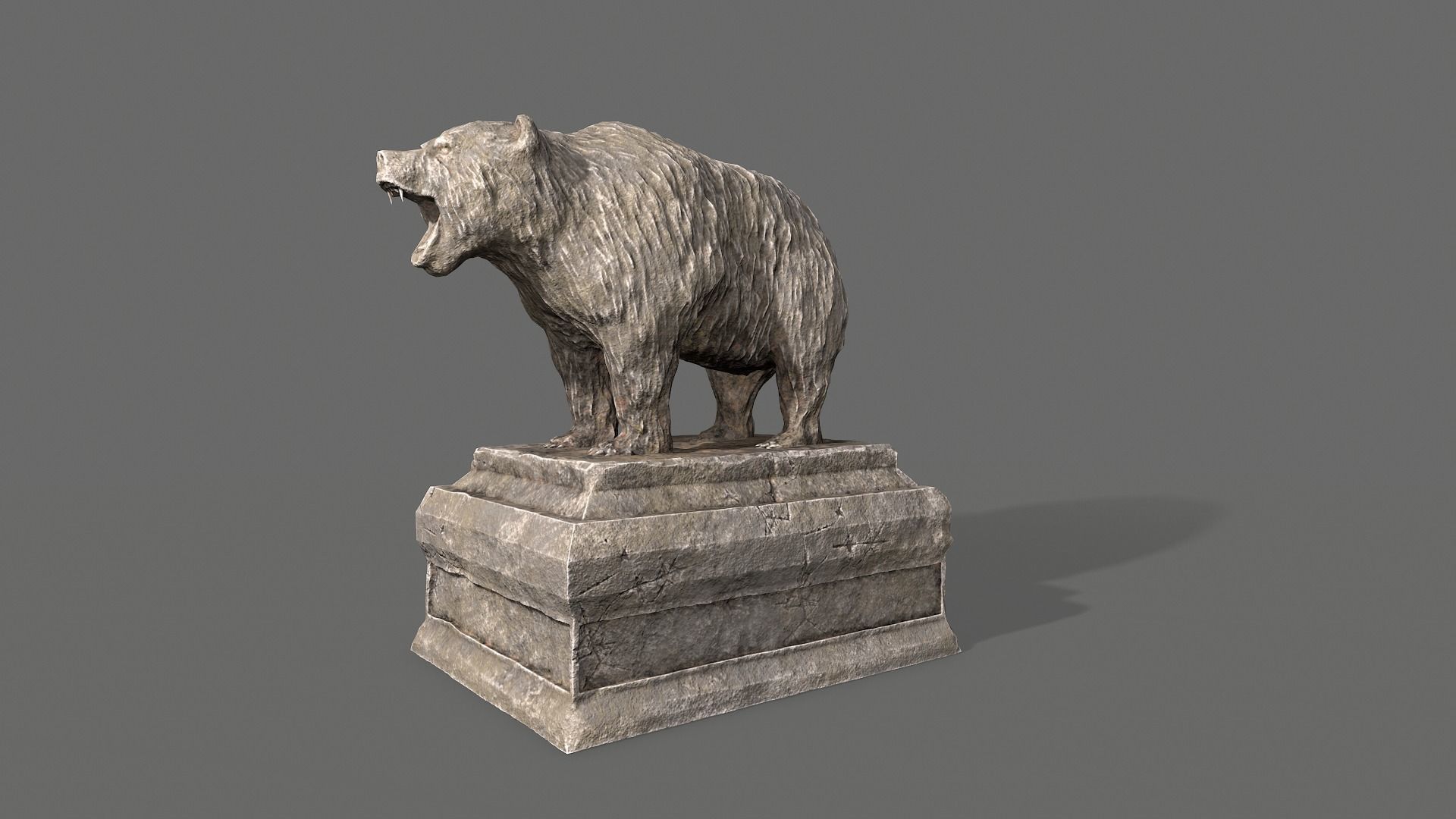 Bear Statue Low-poly 3D model_3