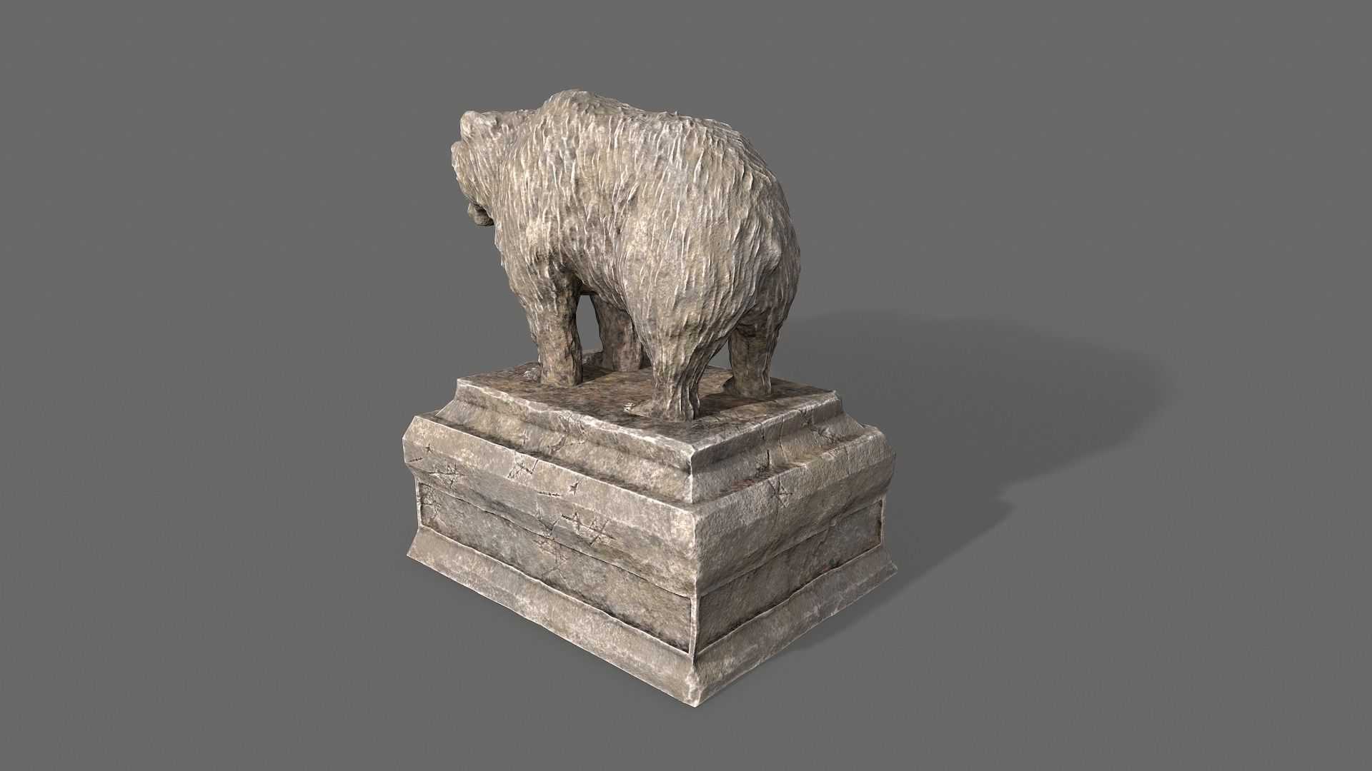 Bear Statue Low-poly 3D model_5
