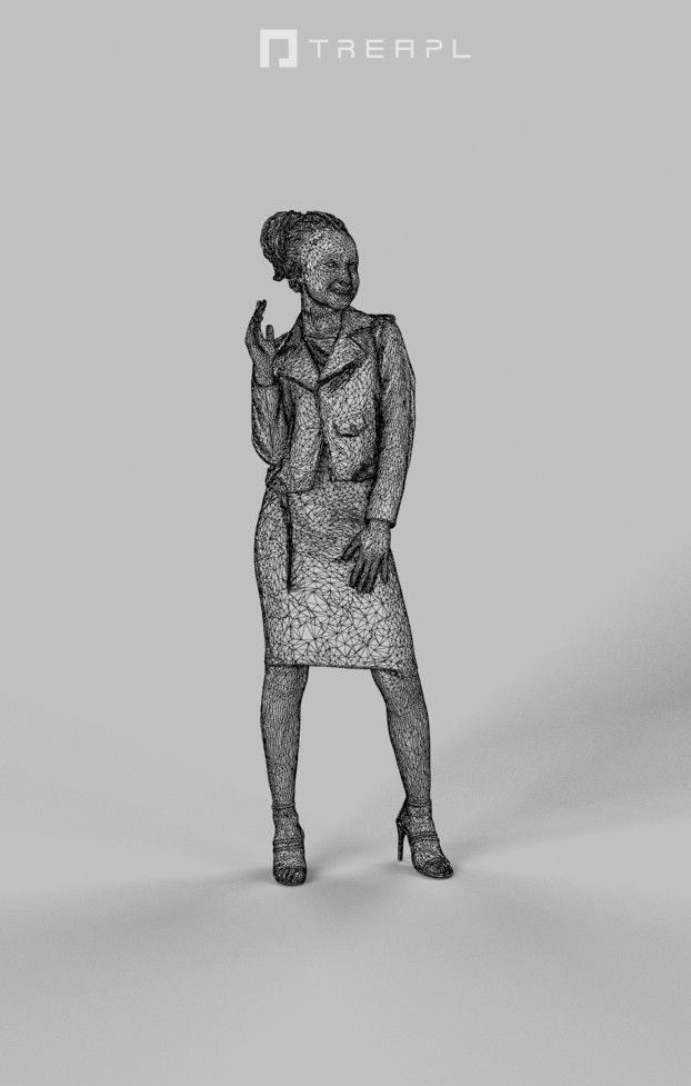 3d crowds and May foreground leather jacket waving african woman 3D Model Collection_18