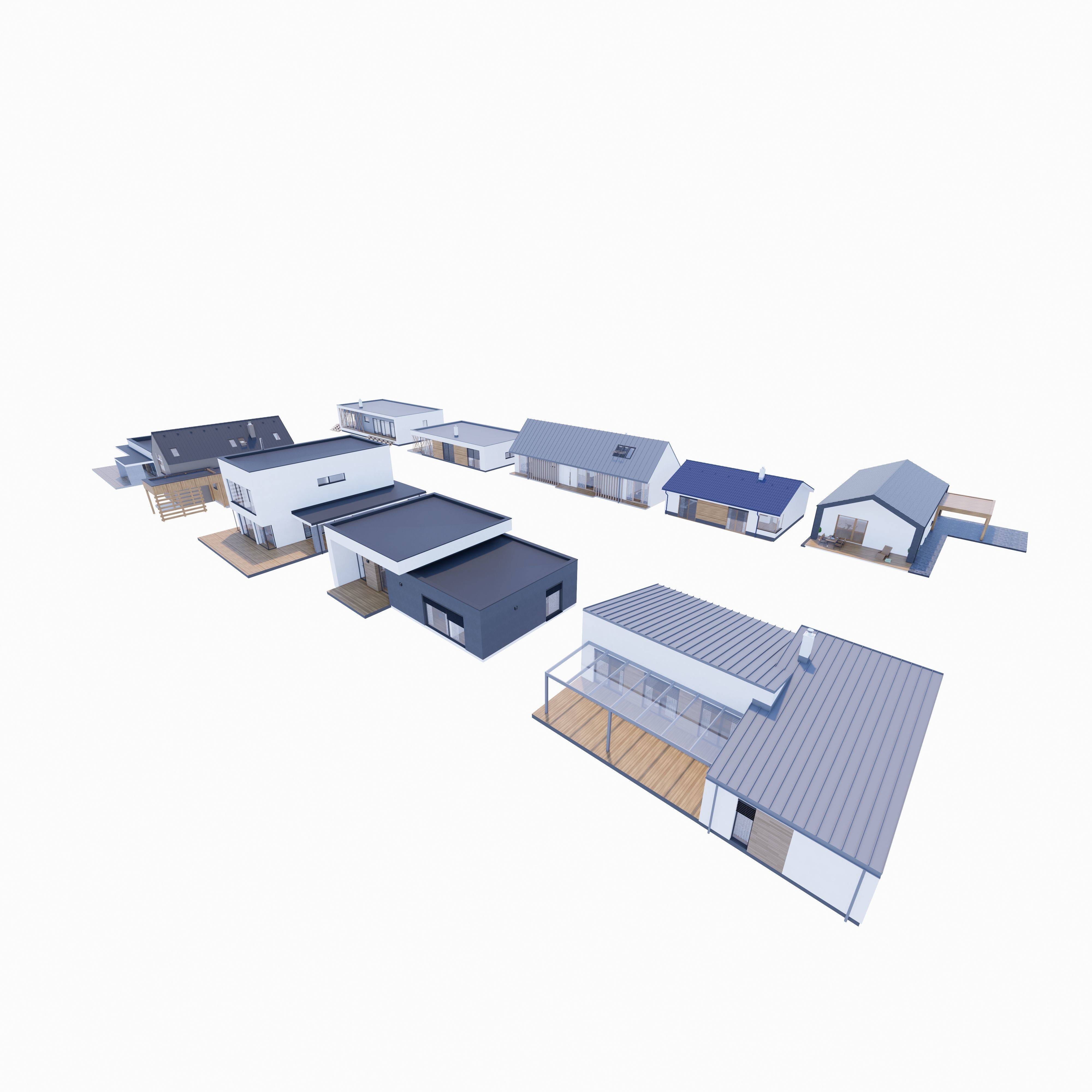 House Pack of 10 - Part 1  Low-poly 3D model_2